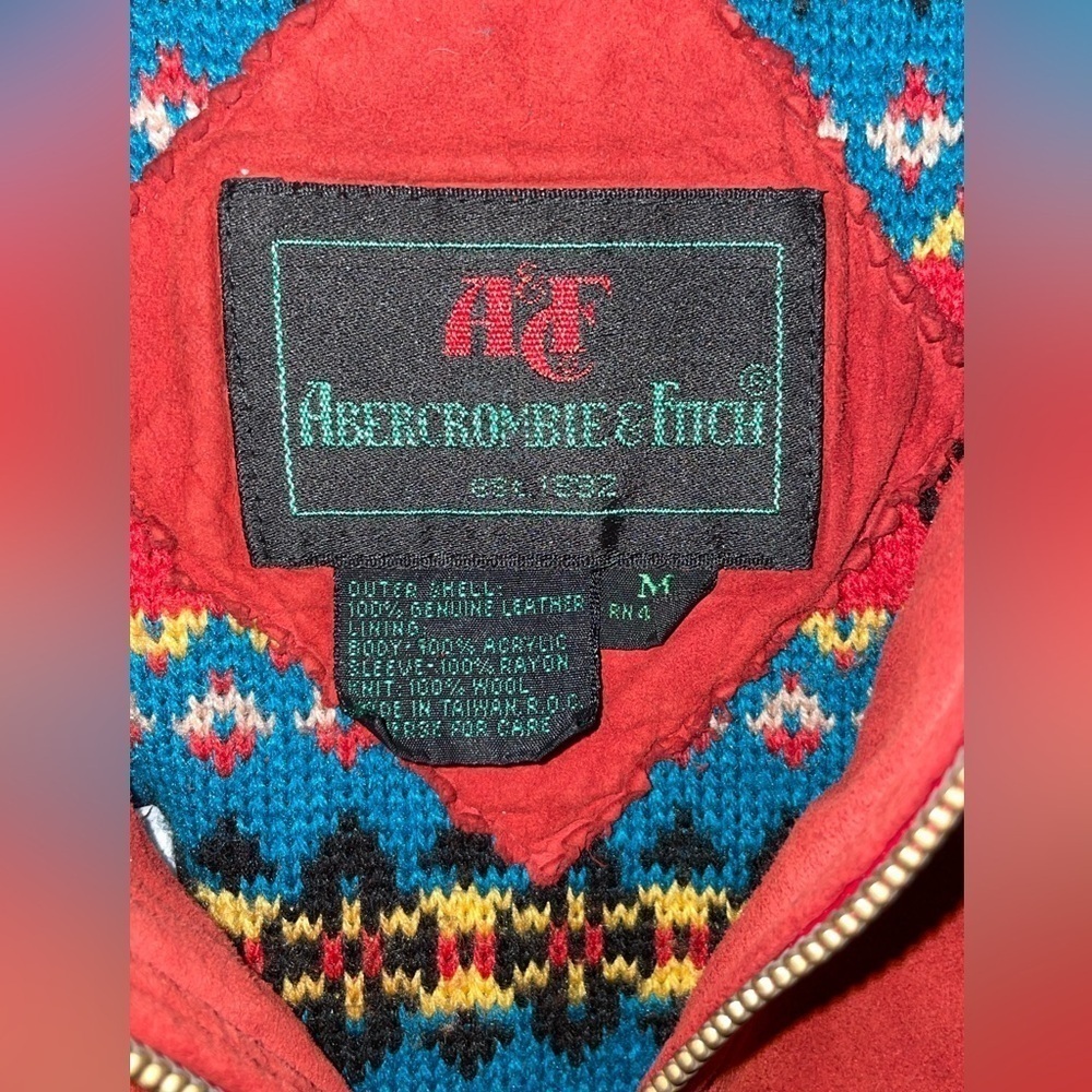 VINTAGE ABERCROMBIE & FITCH SUEDE LEATHER LINED SOUTHWEST WOOL JACKET MEDIUM‌‌‌‌ - Picture 10 of 11